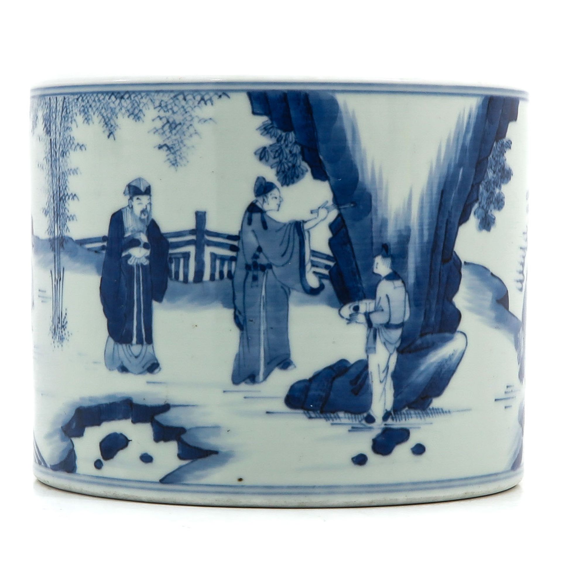 A Blue and White Brush Pot - Image 4 of 9