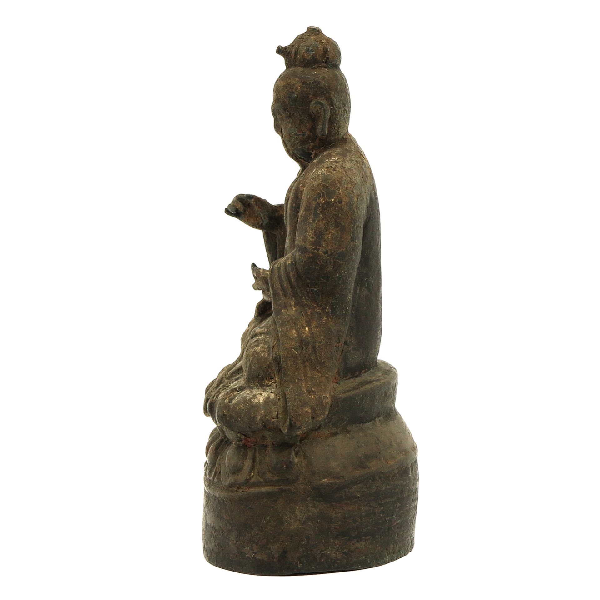 A Antique Bronze Buddha Sculpture - Bild 2 aus 9