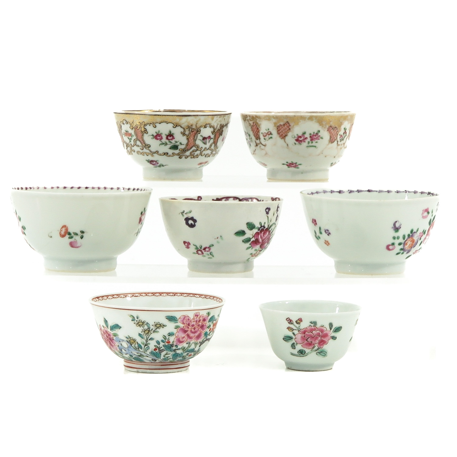 A Collection of Famille Rose Cups and Saucers - Image 4 of 10