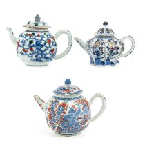 A Collection of 3 Imari Teapots