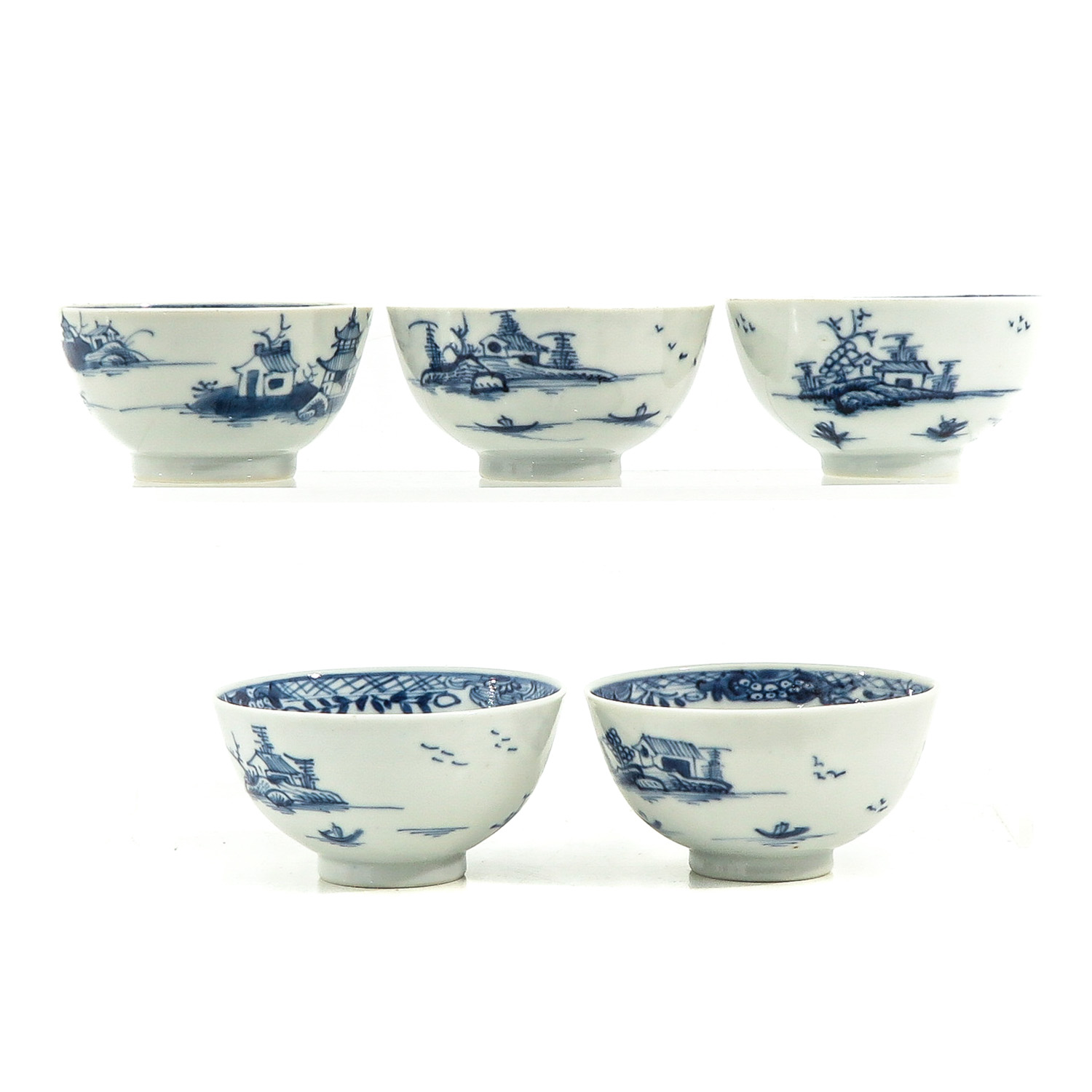 A Collection of 5 Blue and White Cups and Saucers - Image 3 of 10