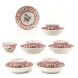 A Collection of 6 Famille Rose Cups and Saucers