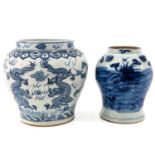 A Lot of 2 Blue and White Vases