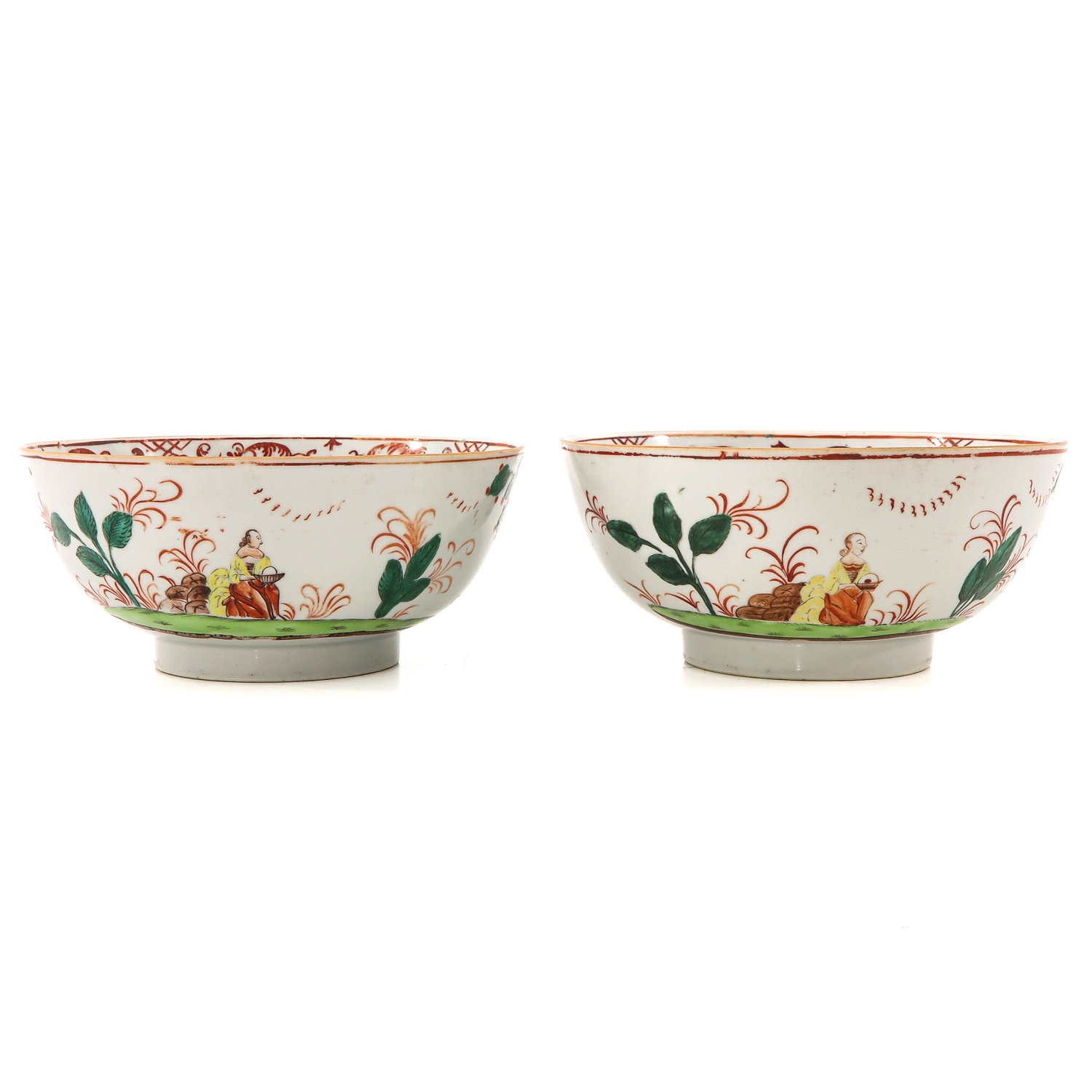 A Pair of Polychrome Decor Bowls