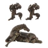 A Collection of 3 Small Bronze Figures