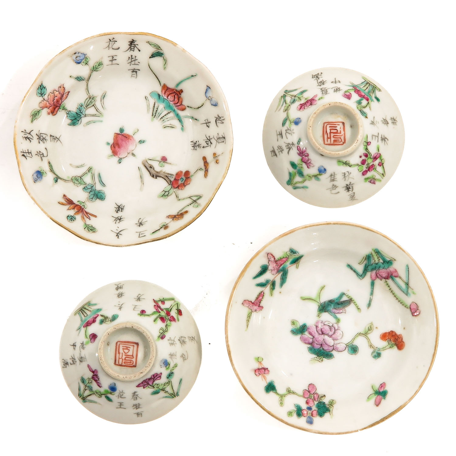 A Pair of Famille Rose Covered Cups and Saucers - Image 7 of 10