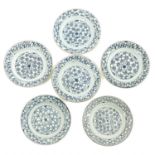 A Series of 6 Blue and White Plates