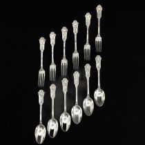 A Silver 6 Piece Place Cutlery Set