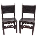A Pair of Portuguese Covered Leather Chairs Circa 1700