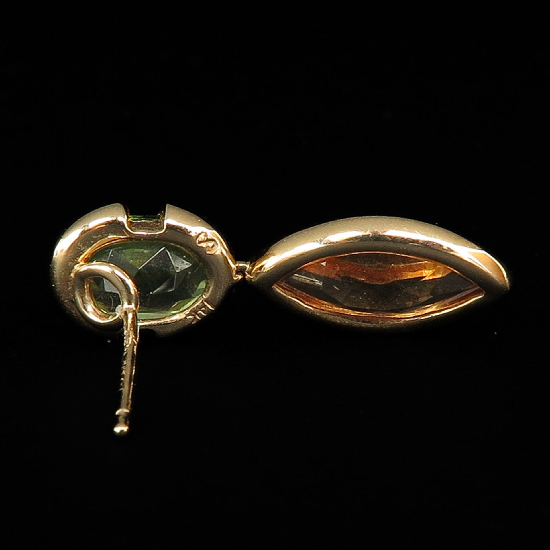 A Pair of 14KG Peridot and Citrine Earrings - Image 3 of 5