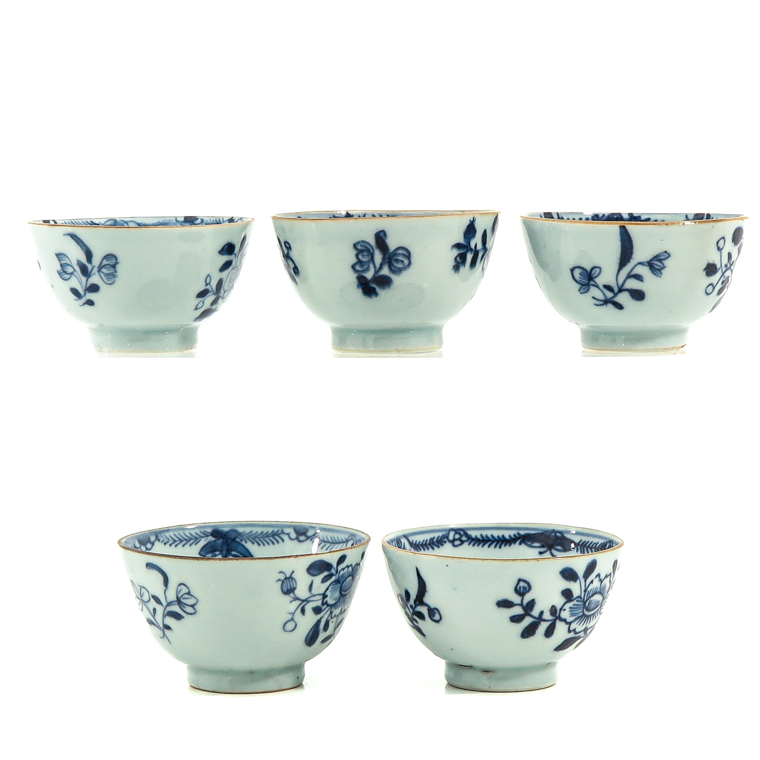 A Collection of 5 Blue and White Cups and Saucers - Image 4 of 10