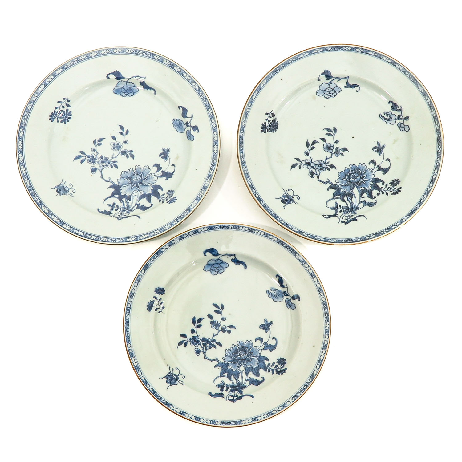 A Series of 3 Blue and White Plates