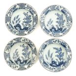 A Series of 4 Blue and White Plates