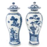 A Pair of Blue and White Garniture Vases