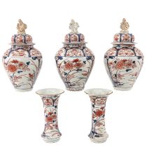 A 5 Piece Imari Garniture Set