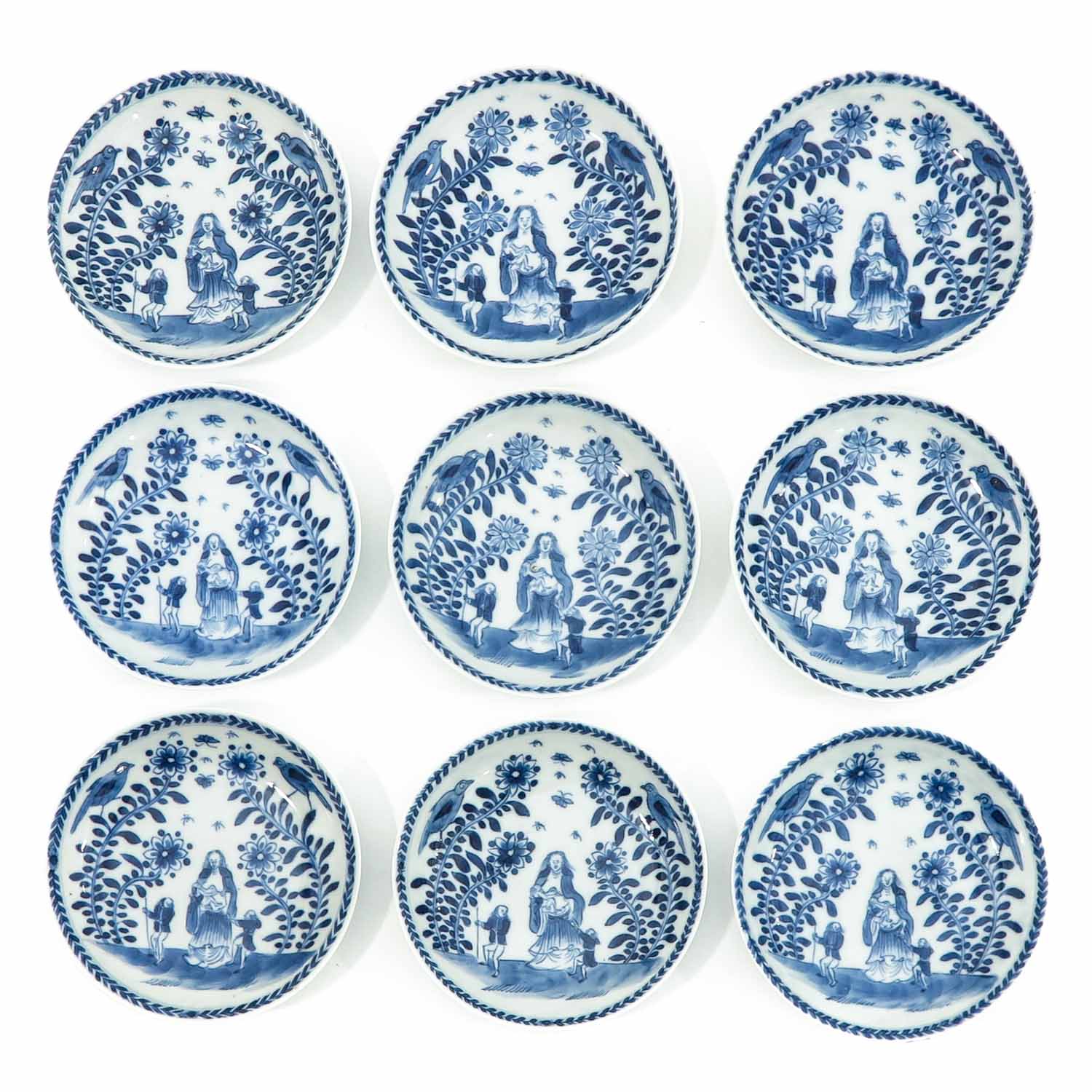 A Collection of Blue and White Cups and Saucer - Image 7 of 10