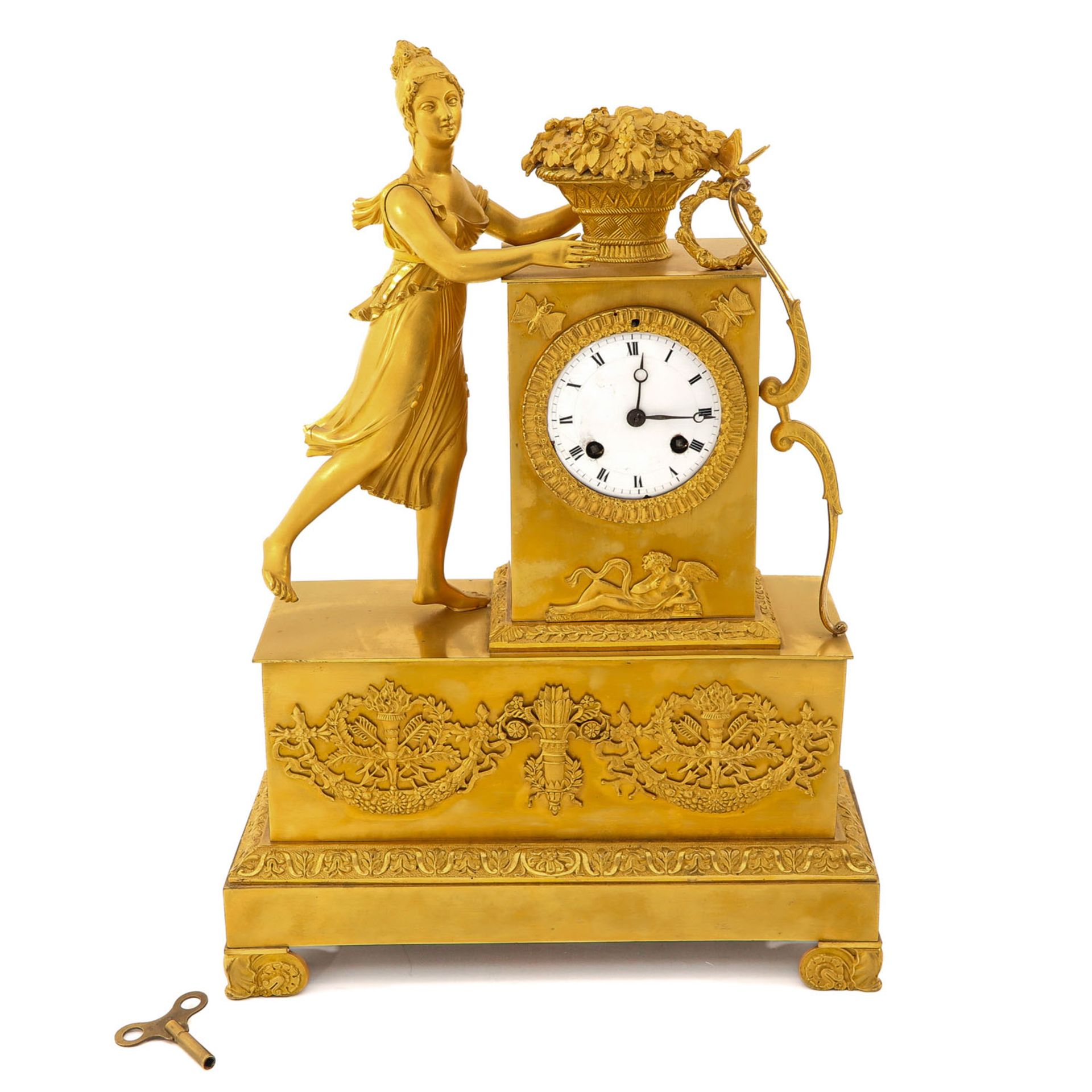 A Fire Gilt French Pendule