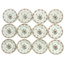 A Series of 12 Famille Rose Plates