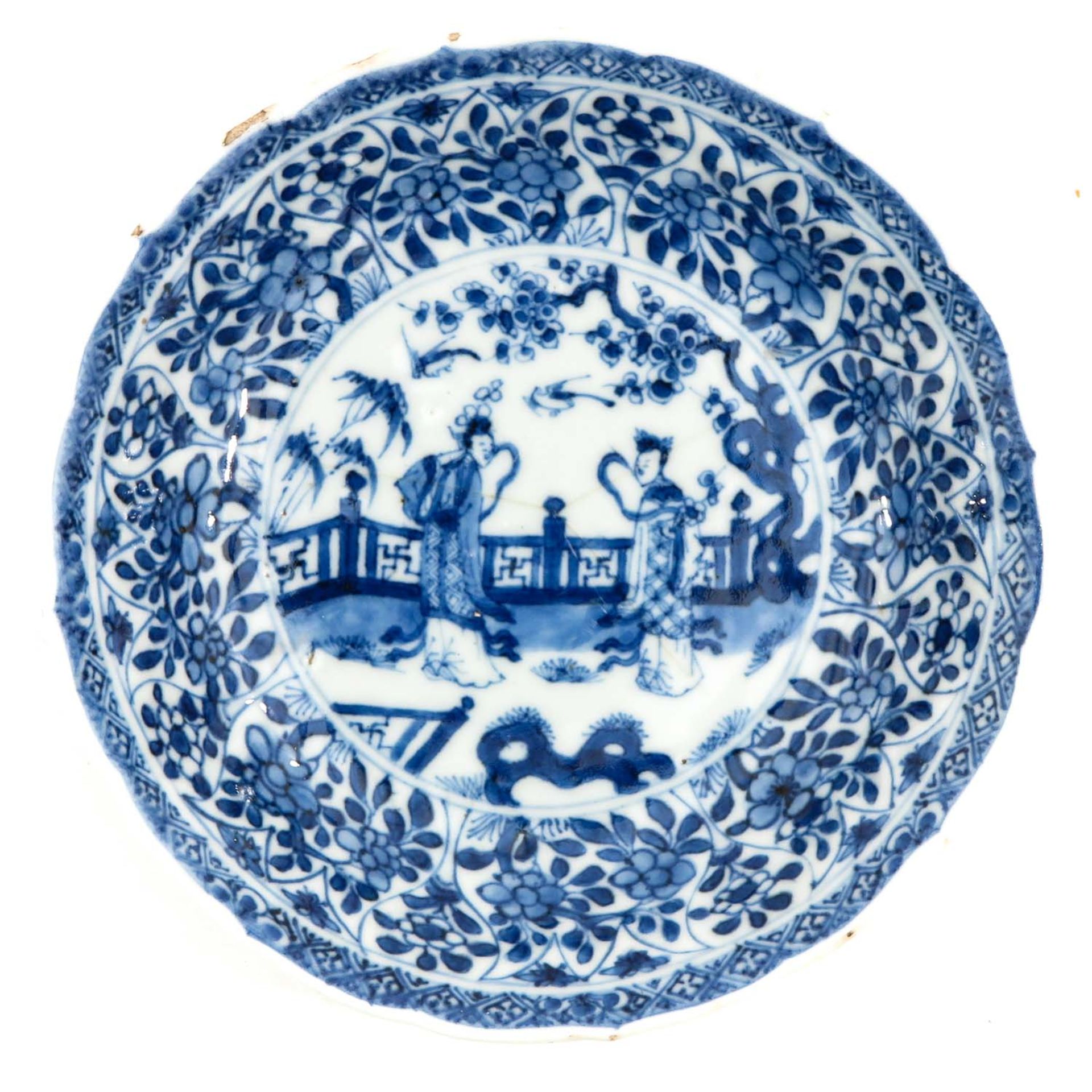A Small Blue and White Plate