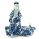 A Blue and White Chinese Quanyin Sculpture