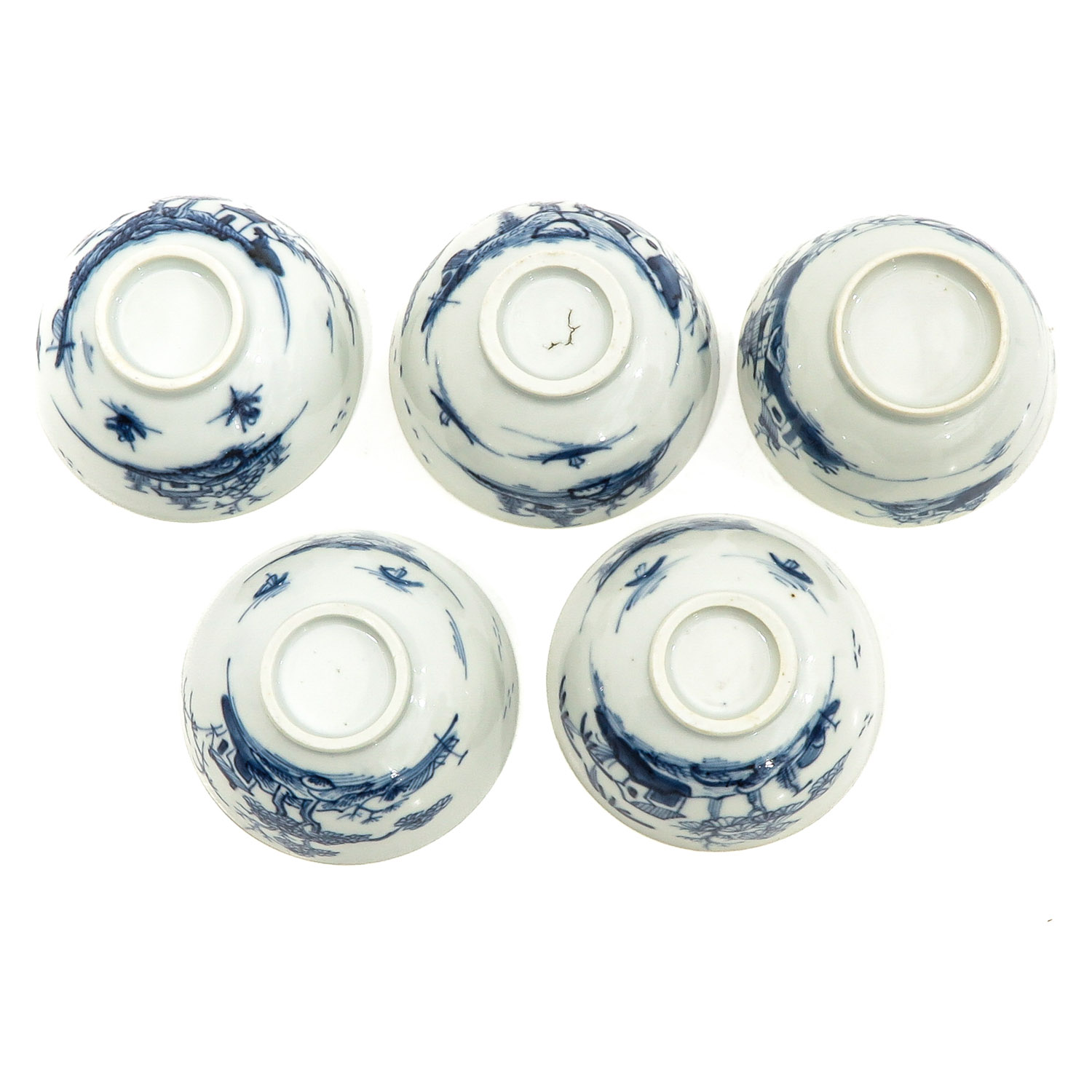 A Collection of 5 Blue and White Cups and Saucers - Image 6 of 10