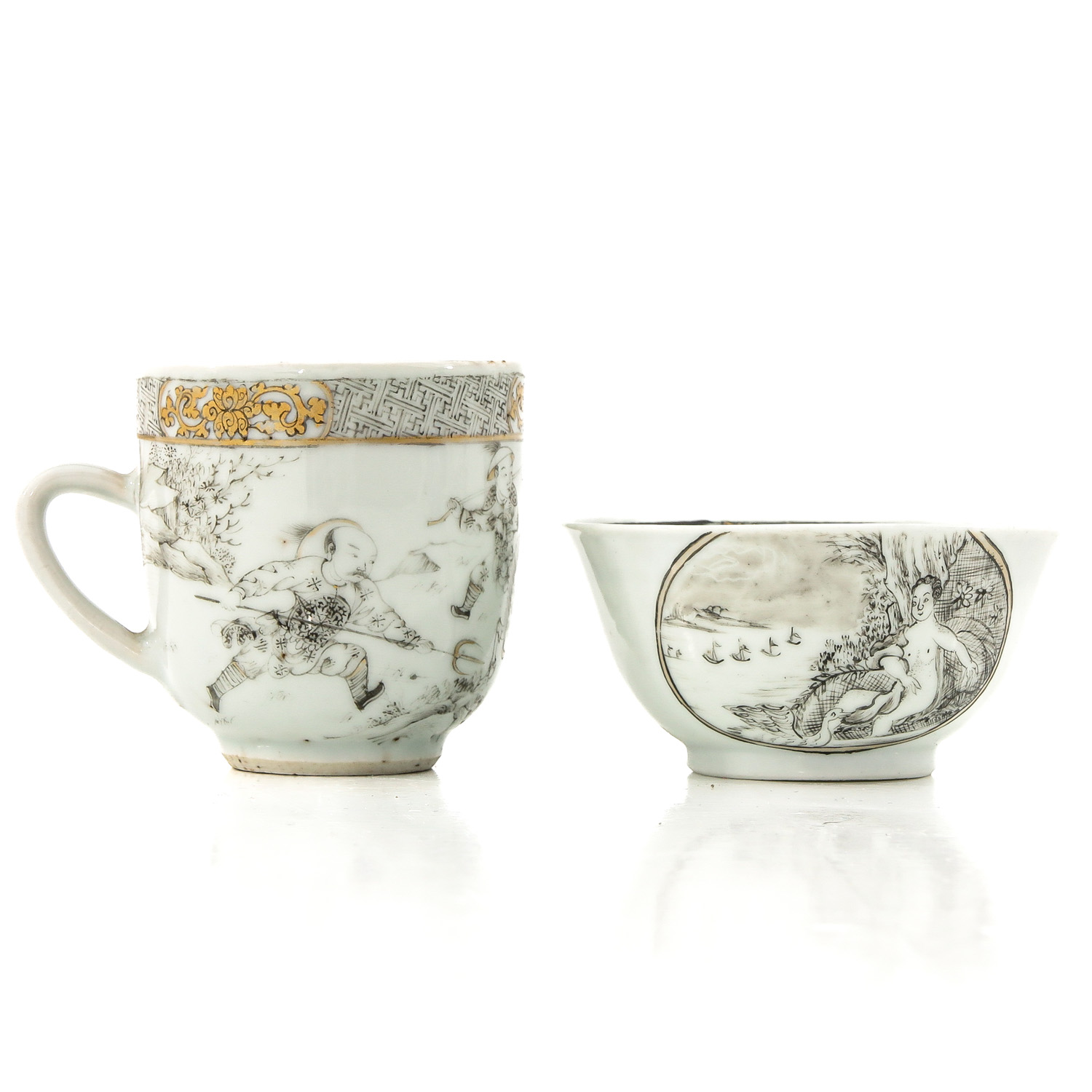 A Collection of Encre de Chine Porcelain - Image 3 of 10