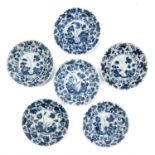 A Series of 6 Blue and White Small Plates