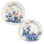 A Pair of Blue and Gilt Plates