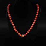 A Single Strand 19th Century Red Coral Necklace