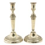 A Pair of Silver Plate Louis XVI Candlesticks