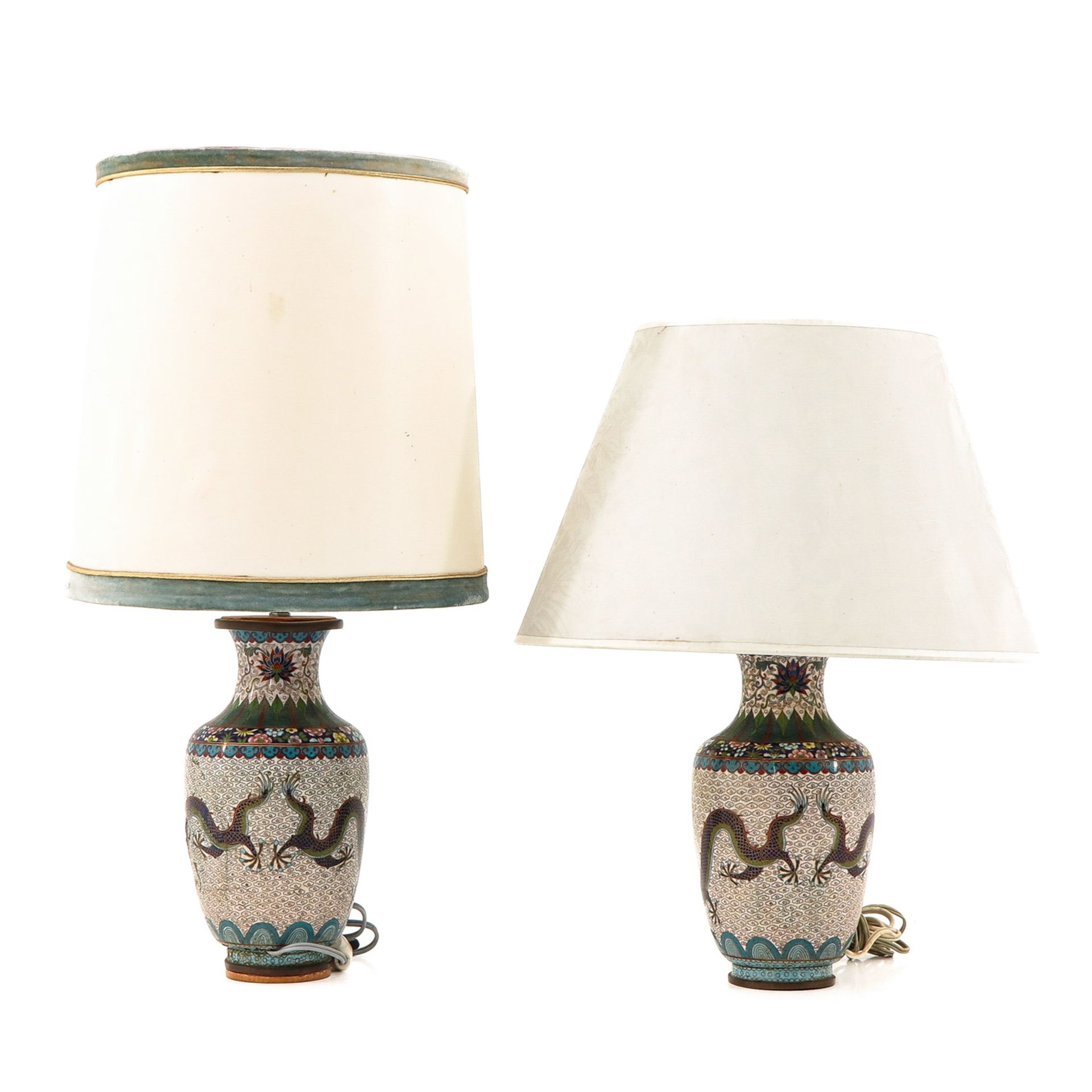A Pair of Cloisonne Lamps - Image 3 of 9