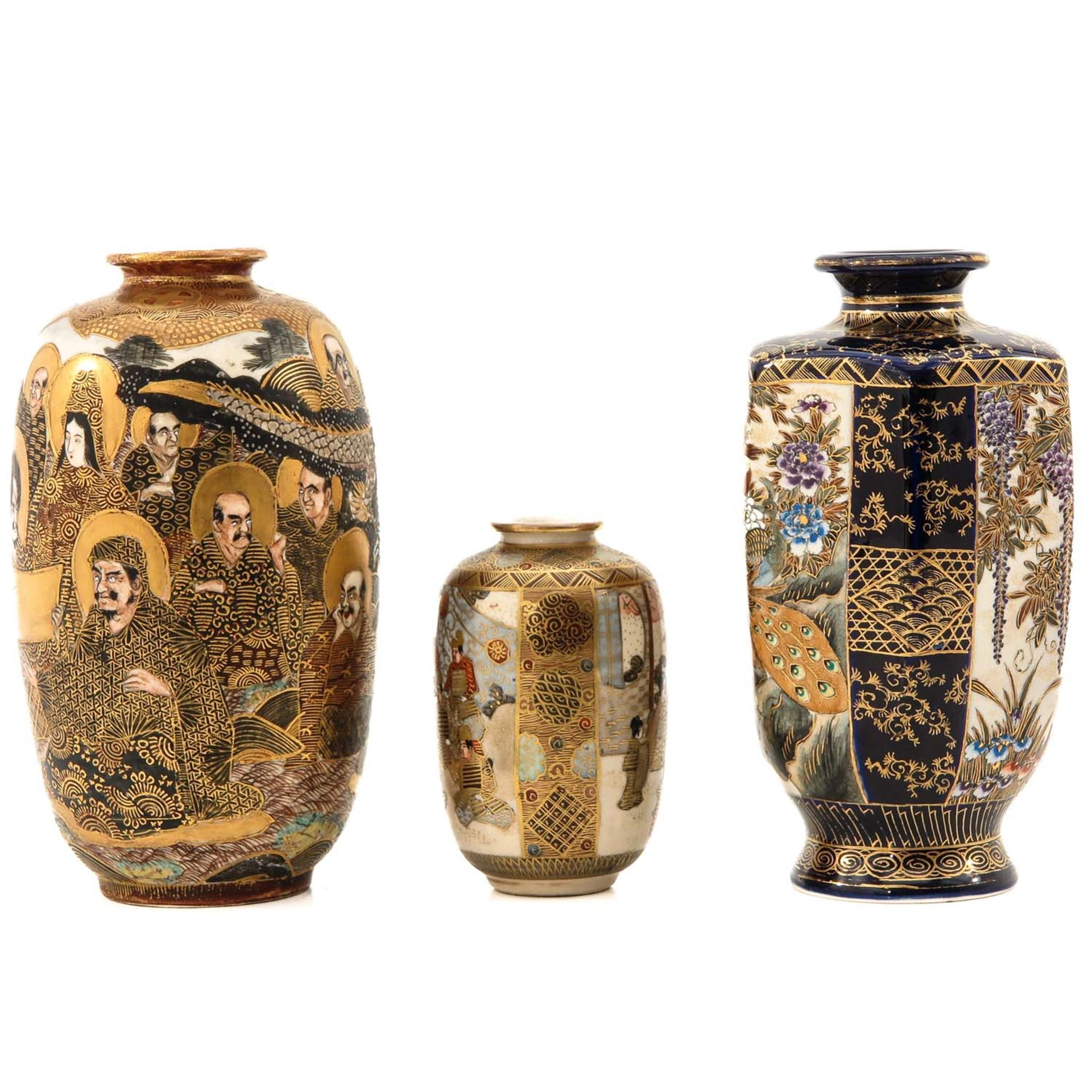 A Collection of 3 Satsuma Vases - Image 2 of 10
