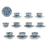 A Collection of 10 Cups and Saucers