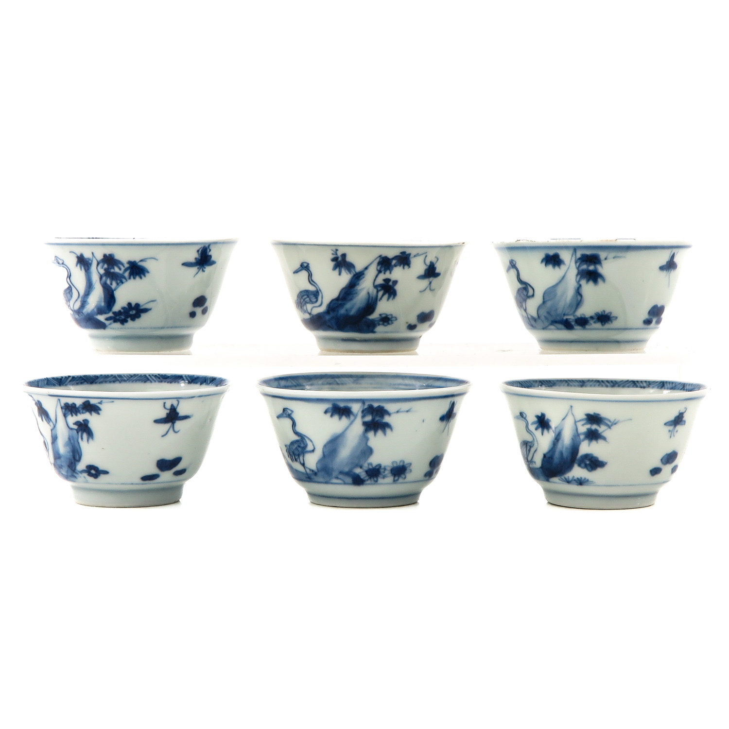 A Series of 6 Blue and White Cups and Saucers - Image 2 of 10