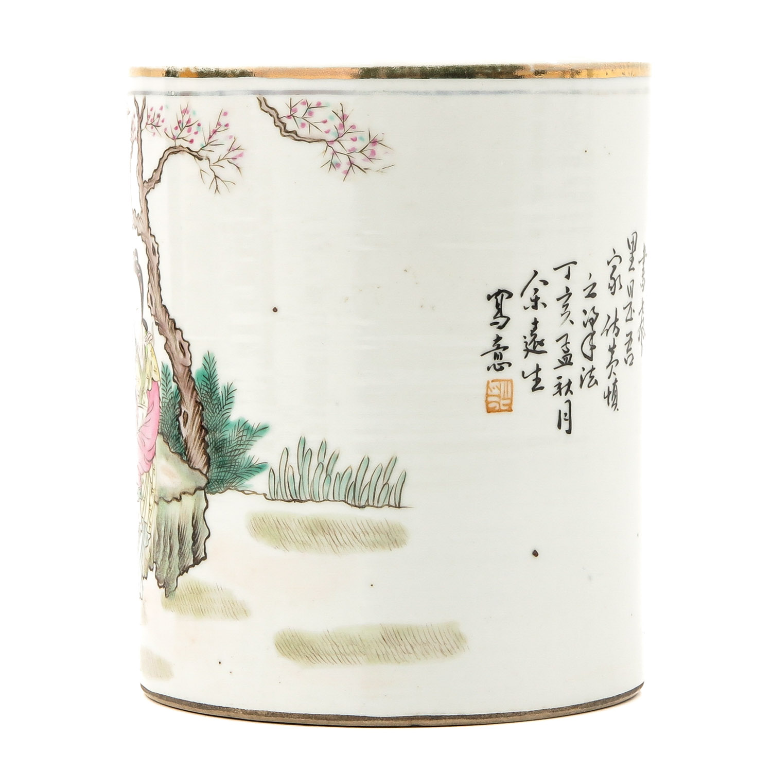 A Qianjiang Cai Decor Brush Pot - Image 2 of 10