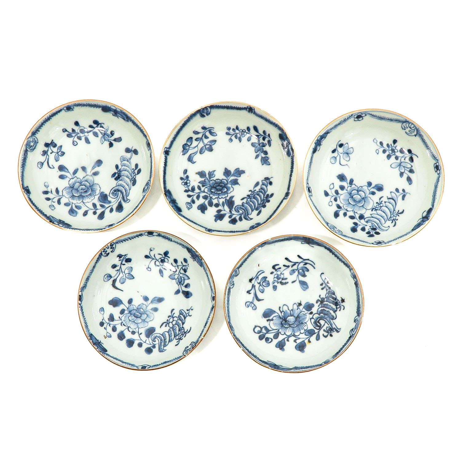 A Collection of 5 Blue and White Cups and Saucers - Image 7 of 10