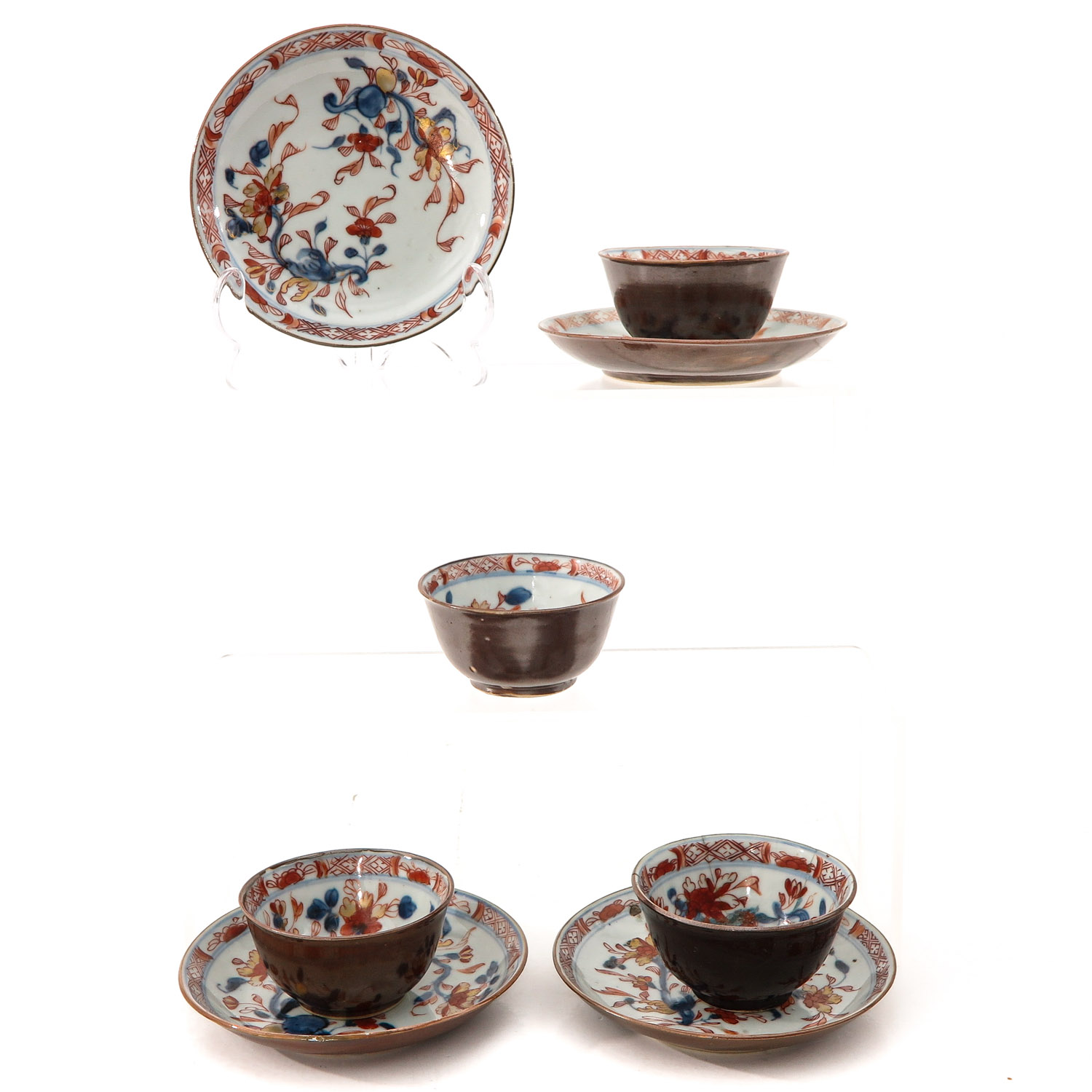 A Series of 4 Batavianware Cups and Saucers