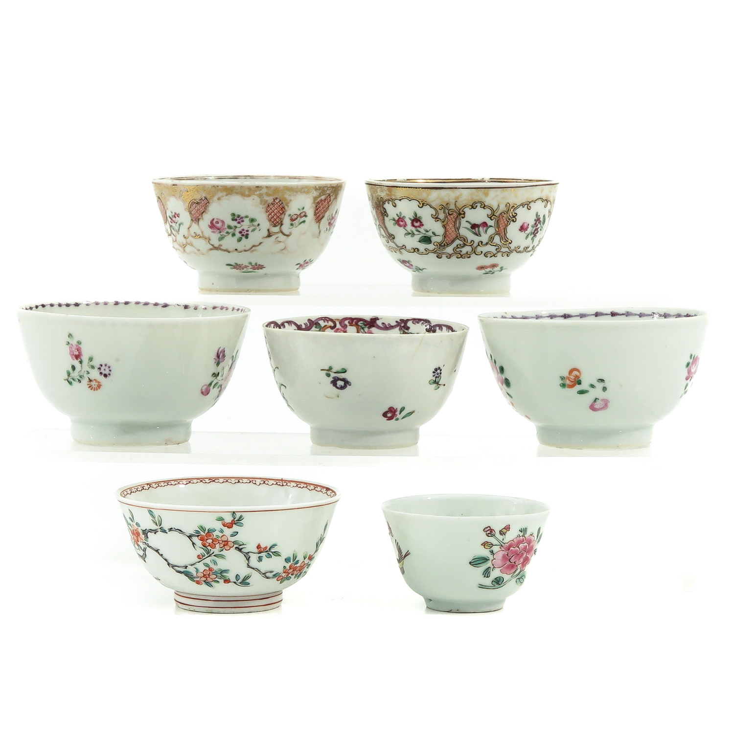 A Collection of Famille Rose Cups and Saucers - Image 2 of 10