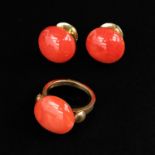 A Red Coral Ring and Earrings
