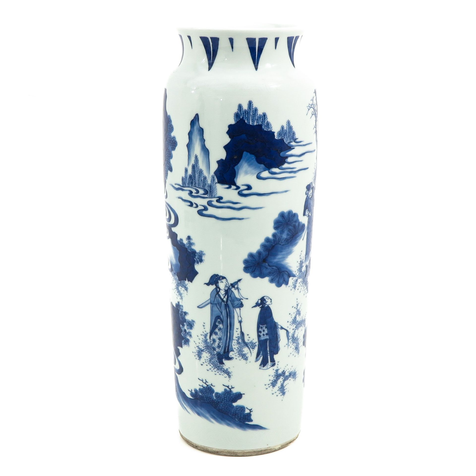 A Blue and White Roll Wagon Vase - Image 4 of 9