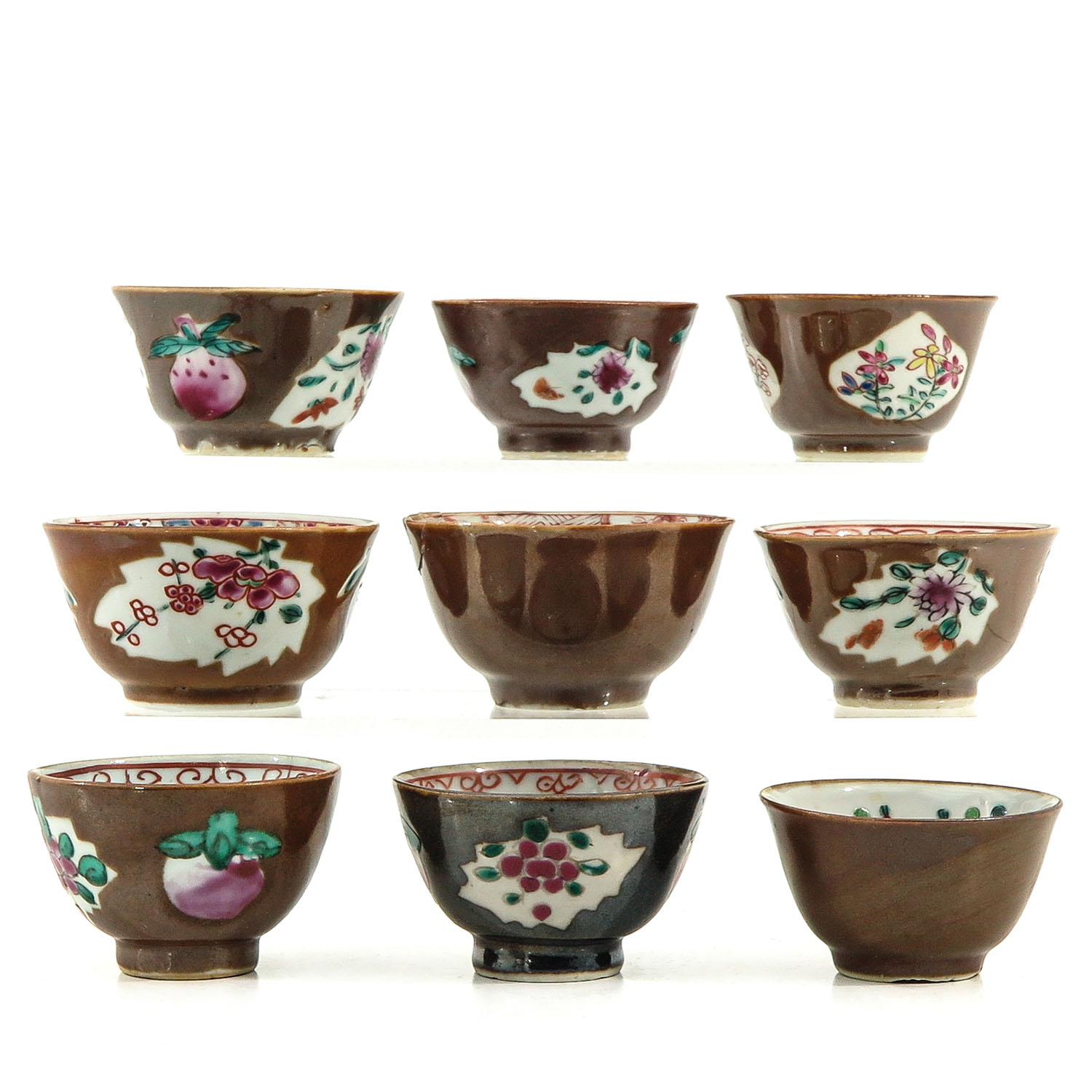 A Collection of Batavianware Cups and Saucers - Image 2 of 10