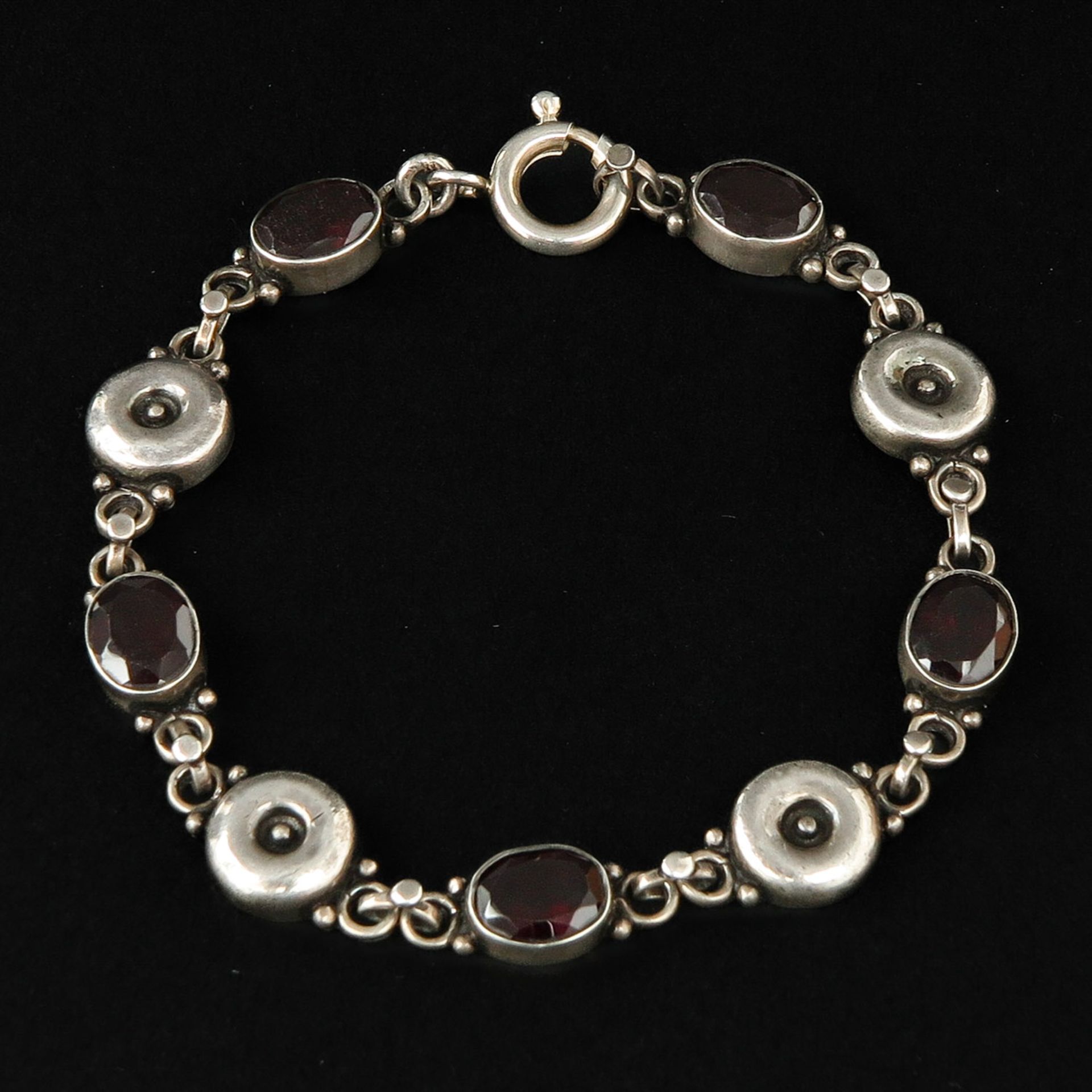A Silver Garnet Bracelet