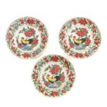 A Series of 3 Famille Rose Small Plates