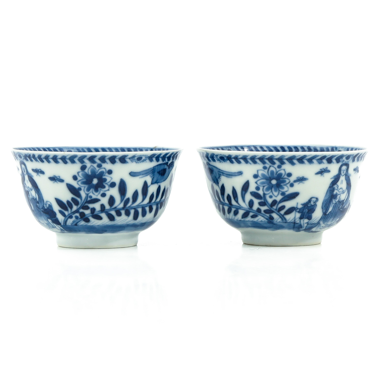 A Collection of Blue and White Cups and Saucer - Image 3 of 10