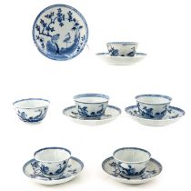 A Series of 6 Blue and White Cups and Saucers