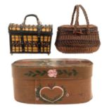 A Lot of 2 Railway Baskets and a Hat Box