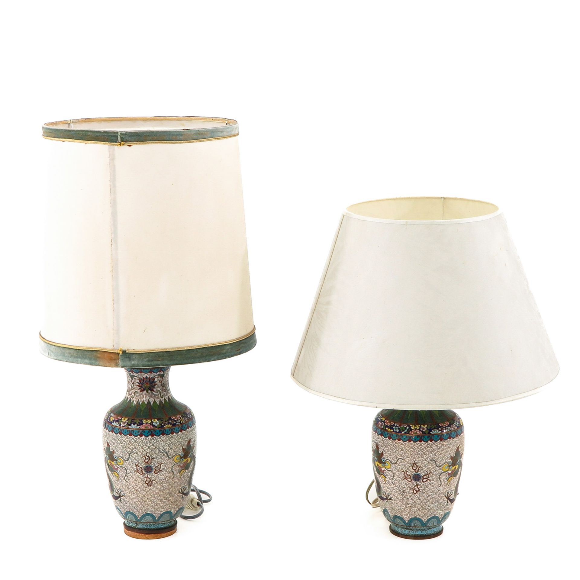 A Pair of Cloisonne Lamps
