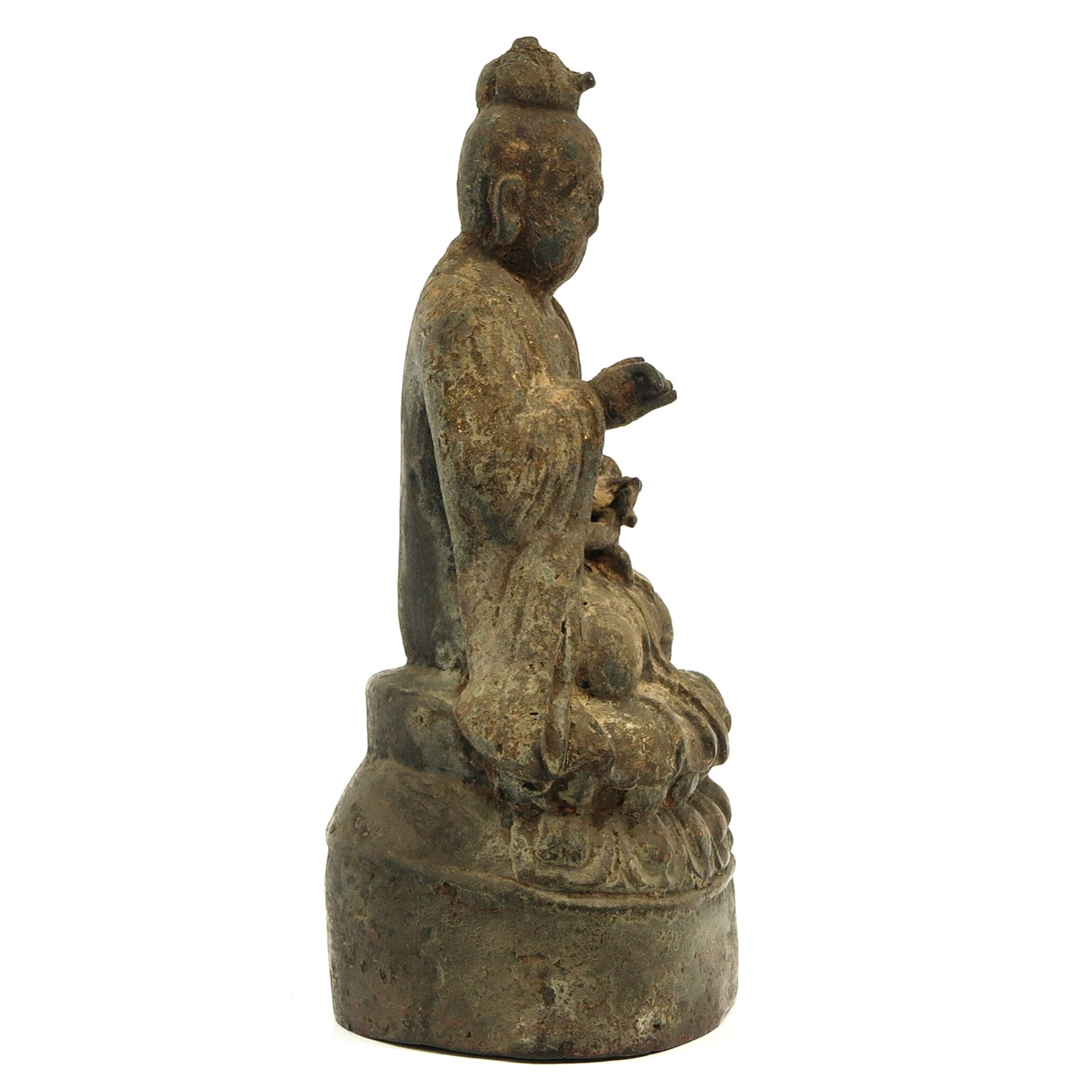 A Antique Bronze Buddha Sculpture - Bild 4 aus 9