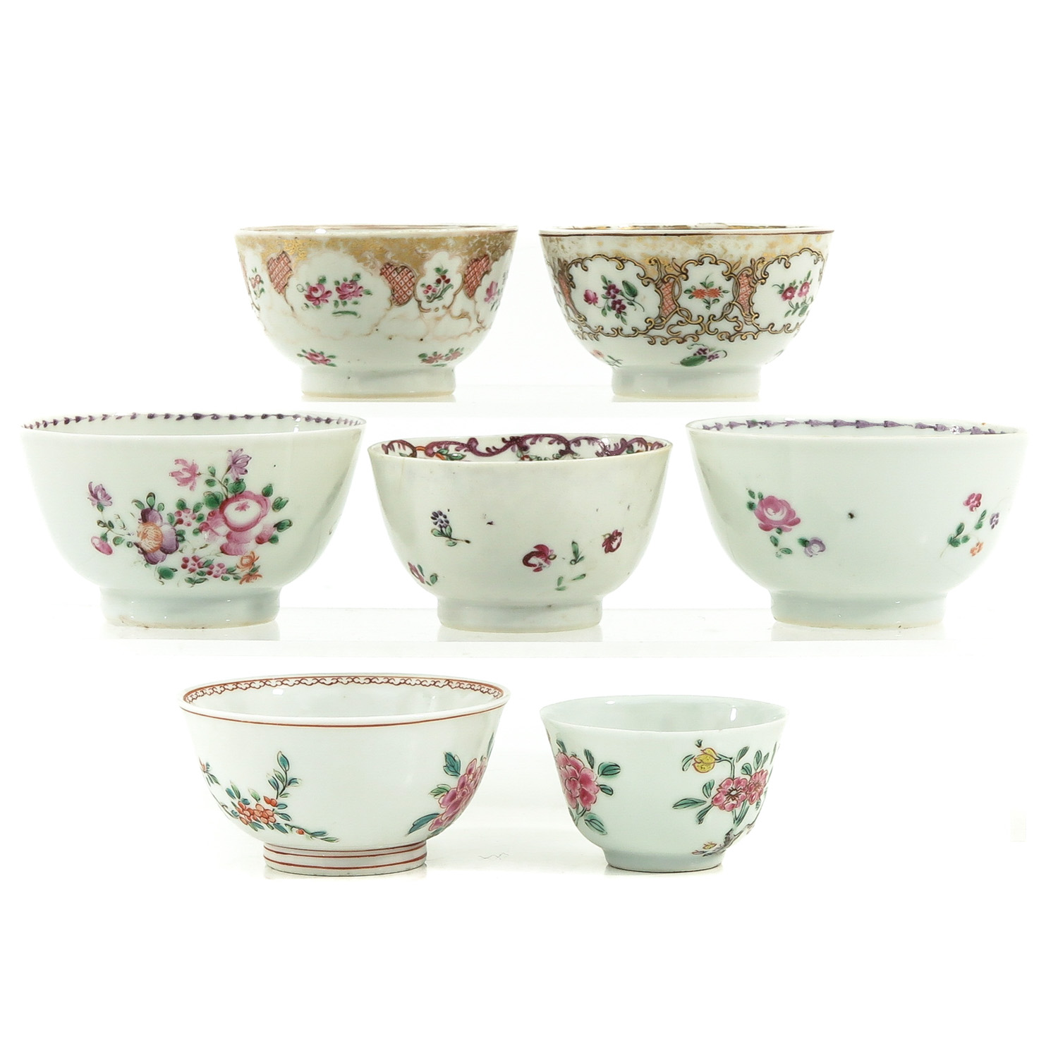 A Collection of Famille Rose Cups and Saucers - Image 3 of 10