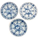 A Collection of 3 Blue and White Plates
